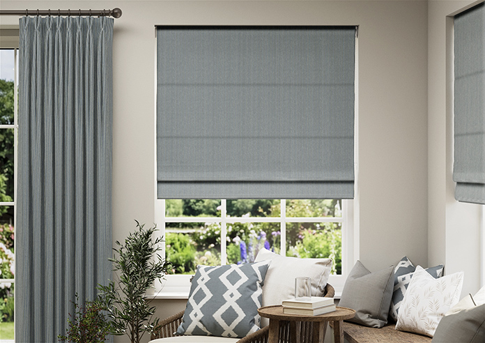 Montierre Stripe, Dusky Cornflower - Roman Blind - Image 3